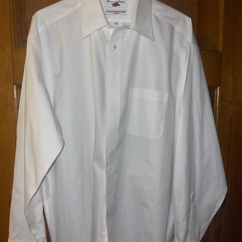 Arkansas Razorbacks White Long-Sleeve Dress Shirt with Pointed Collar